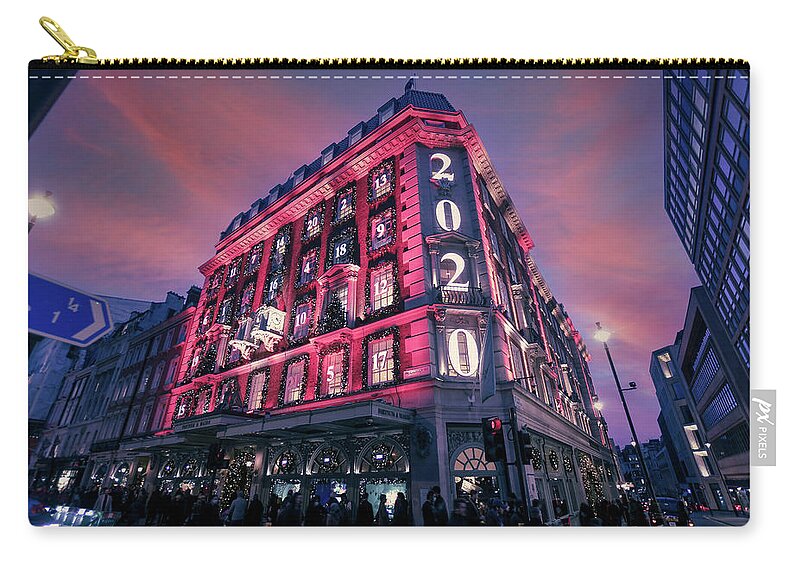 Sunset Zip Pouch featuring the photograph Christmas at Fortnum and Mason 2020 by Andrew Lalchan
