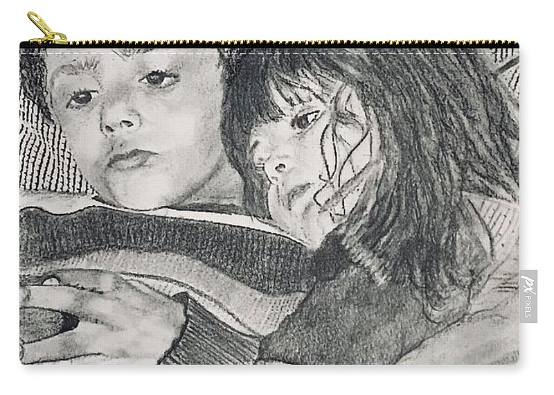 Two Toddler Carry-all Pouch featuring the painting Christmas Eve by Juliette Becker
