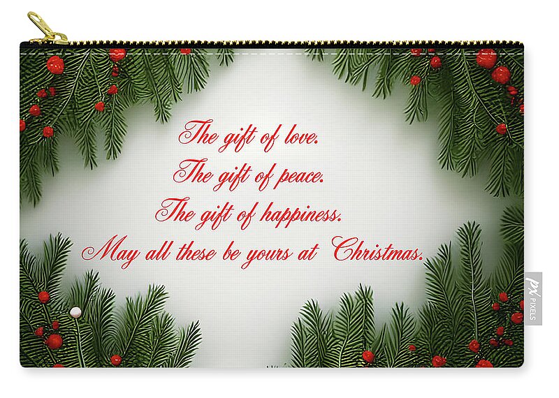 Digital Christmas Greeting Card Zip Pouch featuring the digital art Christmas Greeting Card by Beverly Read