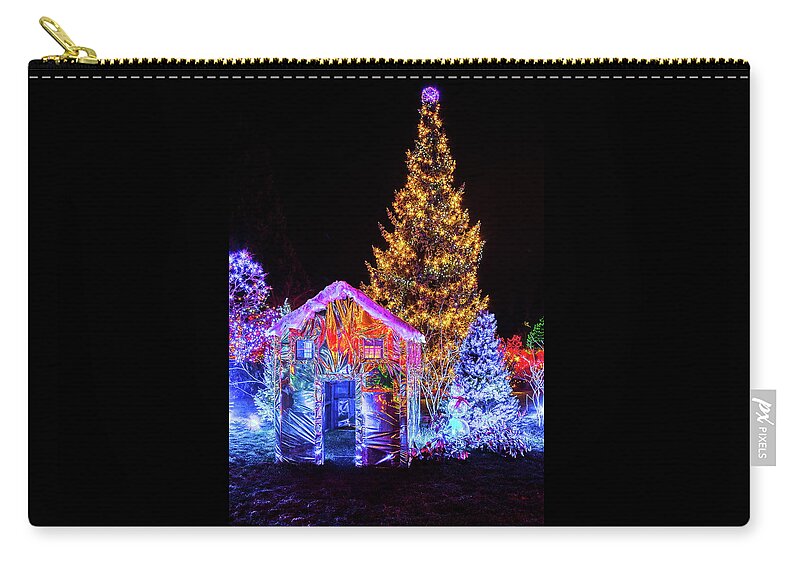 Alex Lyubar Zip Pouch featuring the photograph Christmas illuminations in Van Dusen Gardens by Alex Lyubar