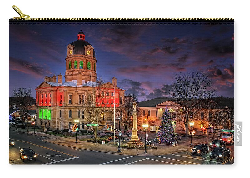 New Philadelphia Zip Pouch featuring the photograph Christmas in New Philadelphia by Deborah Penland