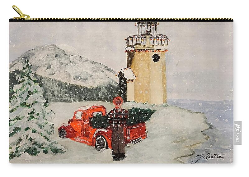 Rainier Carry-all Pouch featuring the painting Christmas in the Harbor by Juliette Becker