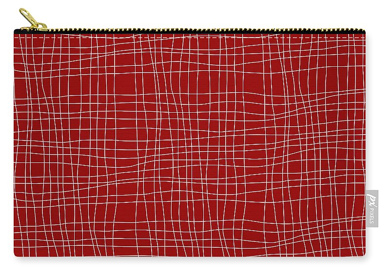 Christmas Lines Carry-all Pouch featuring the digital art Christmas Lines - Red and White Design by Patricia Awapara