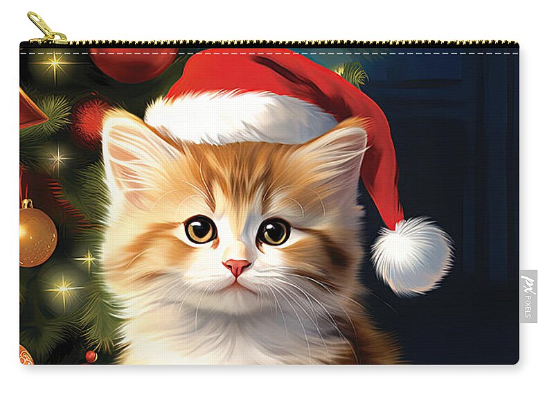 Cat Zip Pouch featuring the digital art Christmas Time Series 0151 by Carlos Diaz