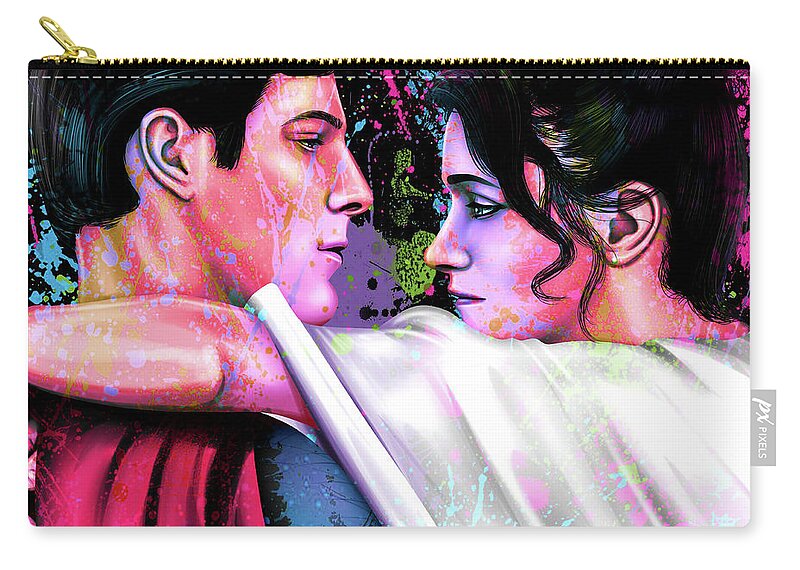 Christopher Reeve Zip Pouch featuring the painting Christopher Reeve and Margot Kidder in Superman by Movie World Posters