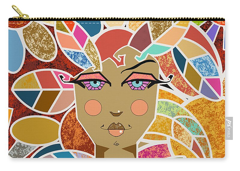 Psychedelic Zip Pouch featuring the painting Chromantic by Oscar Ortiz