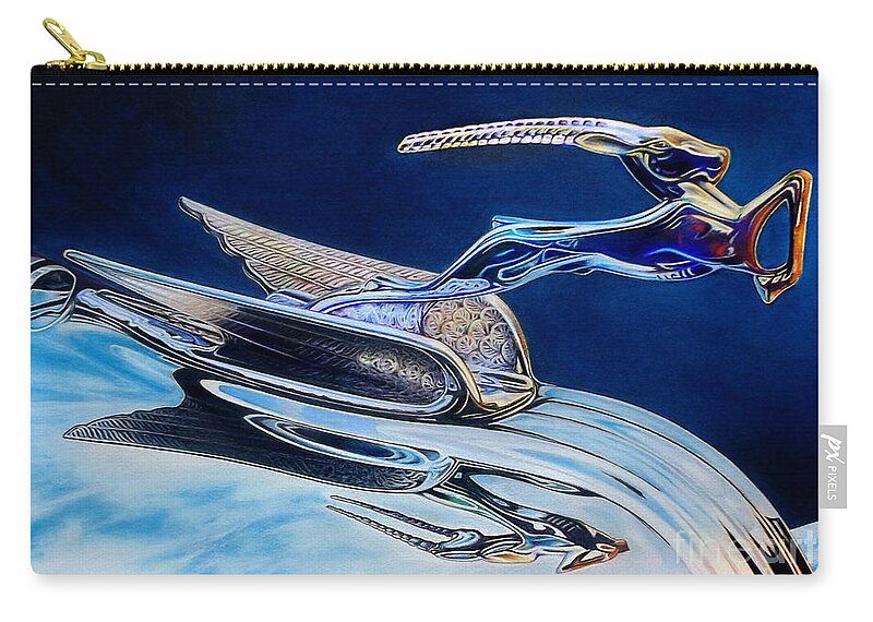 Ram Hood Ornament Image Zip Pouch featuring the drawing Chrome Ram by David Neace