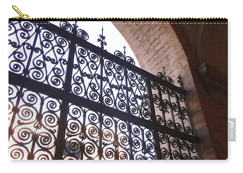  Zip Pouch featuring the photograph Church Gate by Heather E Harman