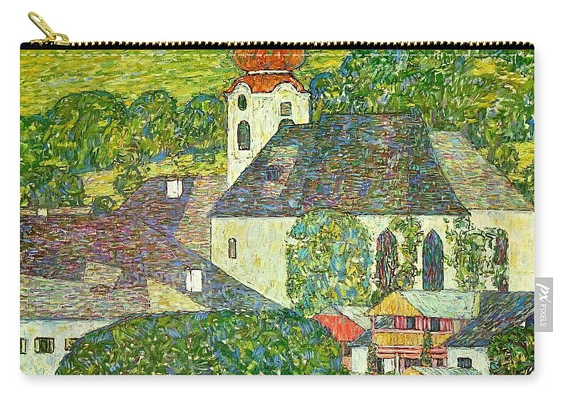 Church In Unterach On The Attersee Zip Pouch featuring the painting Church in Unterach on the Attersee by Gustav Klimt