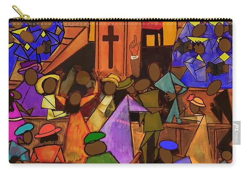 Baptist Church Zip Pouch featuring the painting Church Scene Reimagined by D Powell-Smith