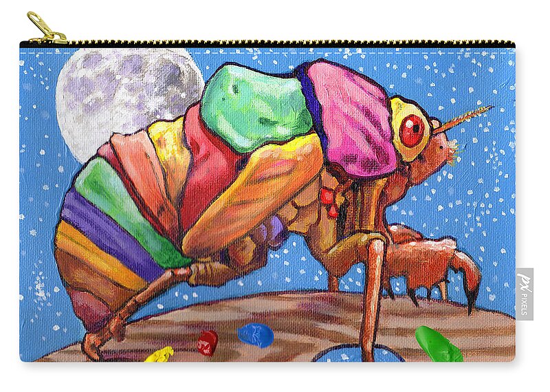 Cicadas Zip Pouch featuring the painting Cicadas Shell Palette by John Lautermilch
