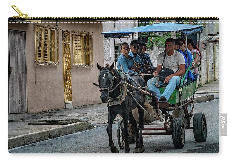 Havana Cuba Zip Pouch featuring the photograph Cienfuegos Taxi by Tom Singleton