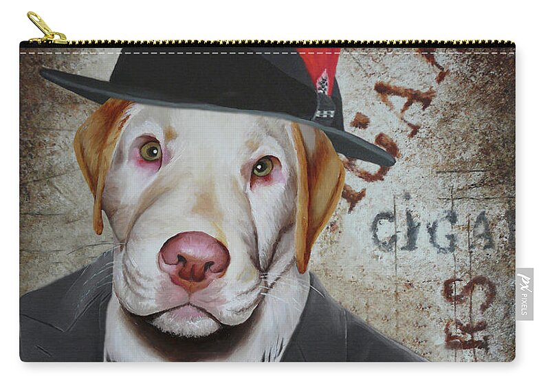 Cigar Dog Carry-all Pouch featuring the painting Cigar Dallas Dog by Vic Ritchey