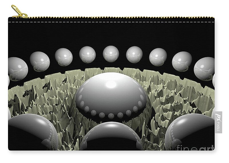Three Dimensional Carry-all Pouch featuring the digital art Circle of 3D Spheres by Phil Perkins