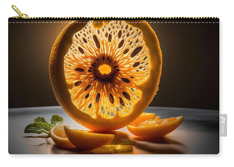  Zip Pouch featuring the digital art Citrus Sun I by Jay Schankman