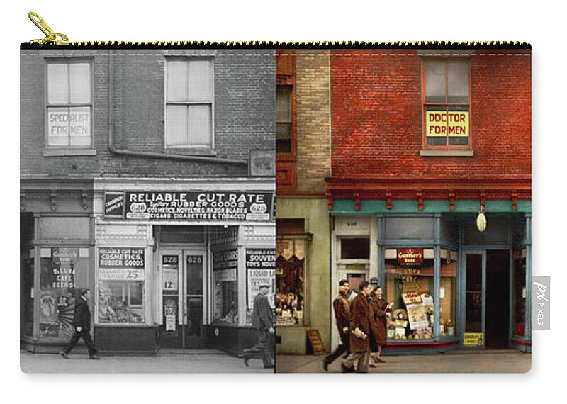 Baltimore Zip Pouch featuring the photograph City - Baltimore, MD - Doctor for men 1939 - Side by Side by Mike Savad