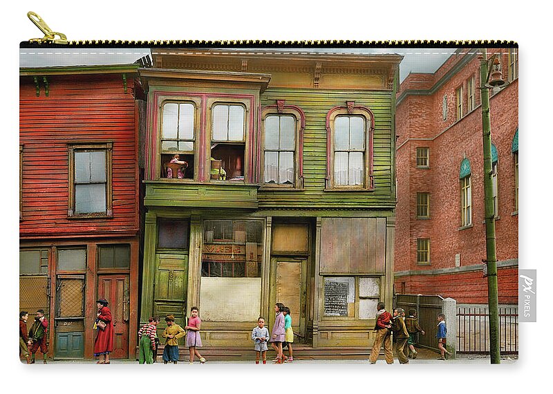 Chicago Zip Pouch featuring the photograph City - Chicago, IL - A unique angle at life 1941 by Mike Savad
