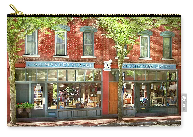 Corning Zip Pouch featuring the photograph City - Corning, NY - Market Street Apothecary by Mike Savad