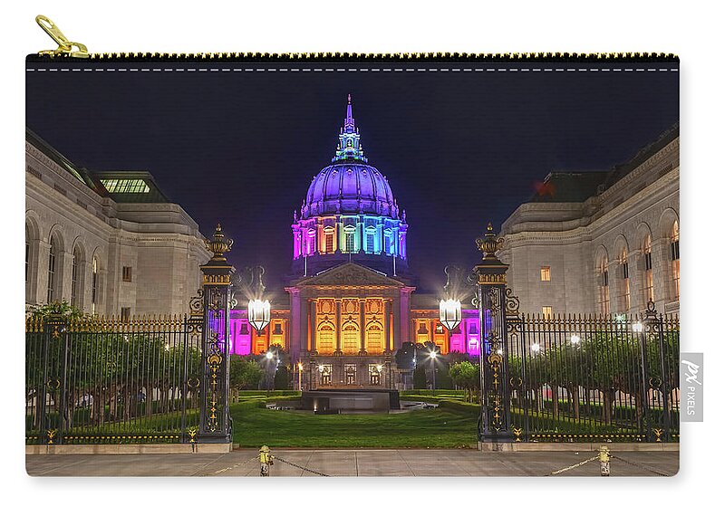 Government Building Zip Pouch featuring the photograph City Hall Colors by Jonathan Nguyen