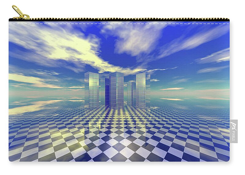 Digital Art Zip Pouch featuring the digital art City in the Clouds by Phil Perkins
