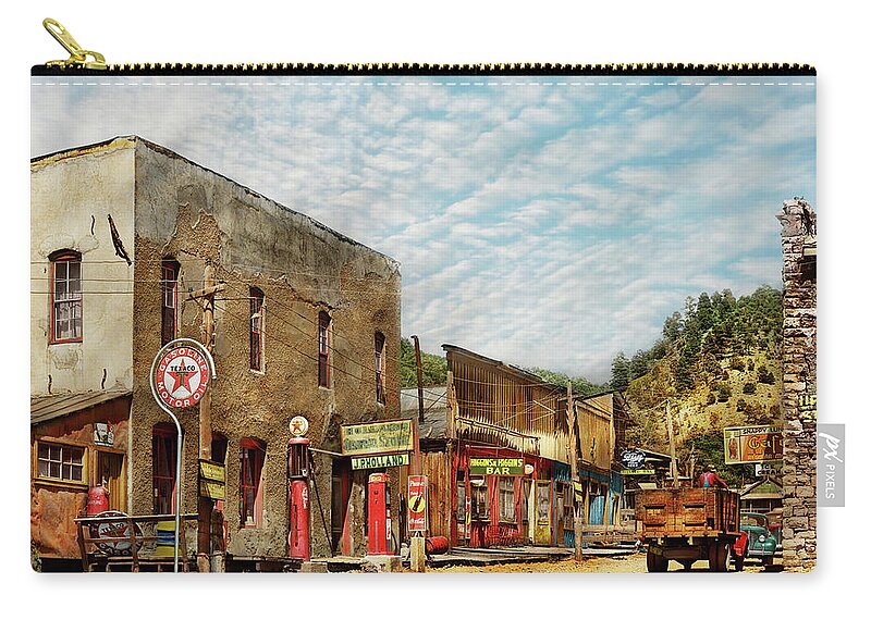 Mogollon Zip Pouch featuring the photograph City - Mogollon, NM - JP Holland general store 1940 by Mike Savad