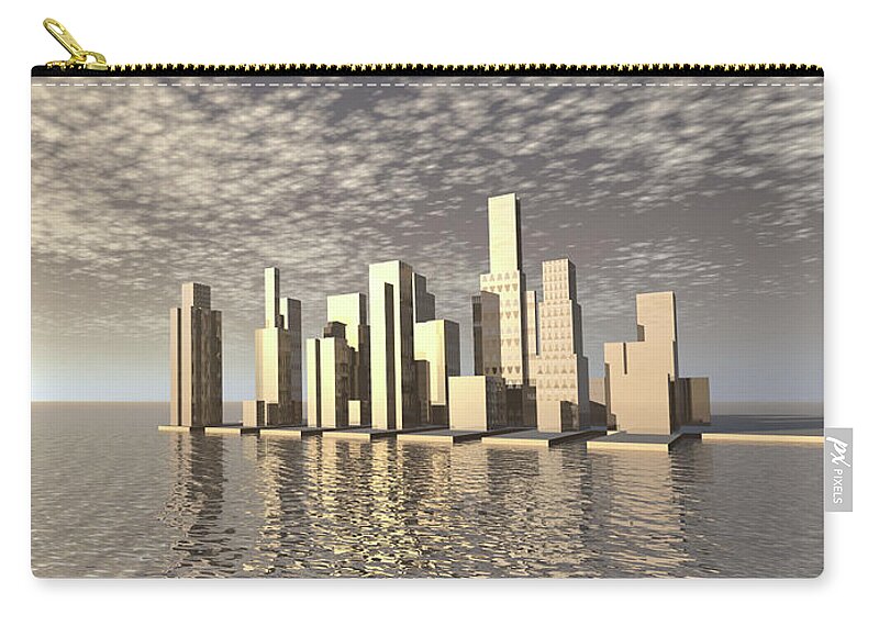 Clouds Zip Pouch featuring the digital art City of Gold by Phil Perkins