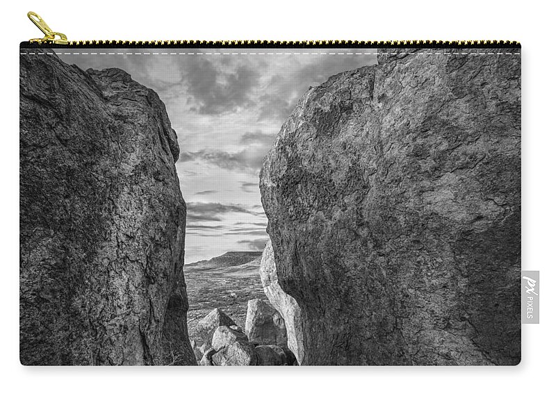 North America Spring March Sunset Rock Formation Wild West New M Zip Pouch featuring the photograph City of Rocks State Park, New Mexico, USA by Tim Fitzharris
