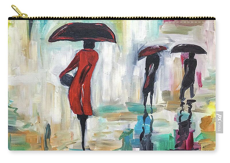 Painting Zip Pouch featuring the painting City Umbrellas I by Sherrell Rodgers