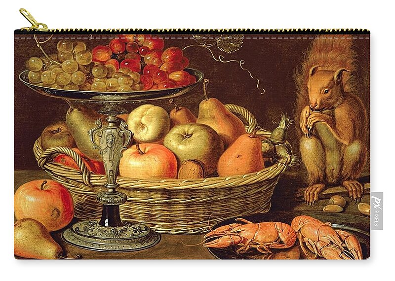 Clara Peeters - Still life with grapes on a tazza, a basket of fruit, two  crayfish on a plate and a Zip Pouch by Les Classics - Fine Art America