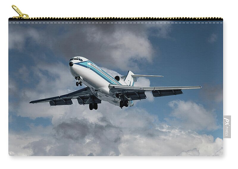 Republic Airlines Zip Pouch featuring the photograph Classic Republic Airlines Boeing 727 by Erik Simonsen