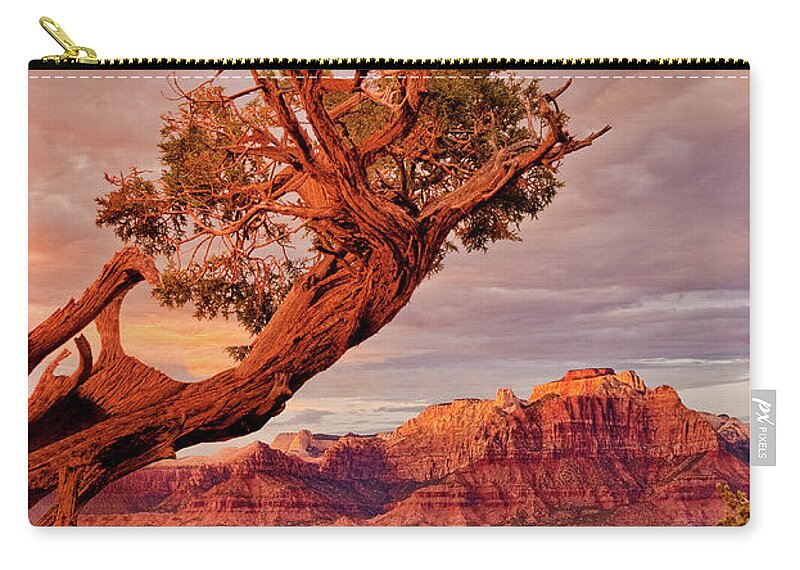 Dave Welling Zip Pouch featuring the photograph Clearing Storm And West Temple South Of Zion National Park by Dave Welling