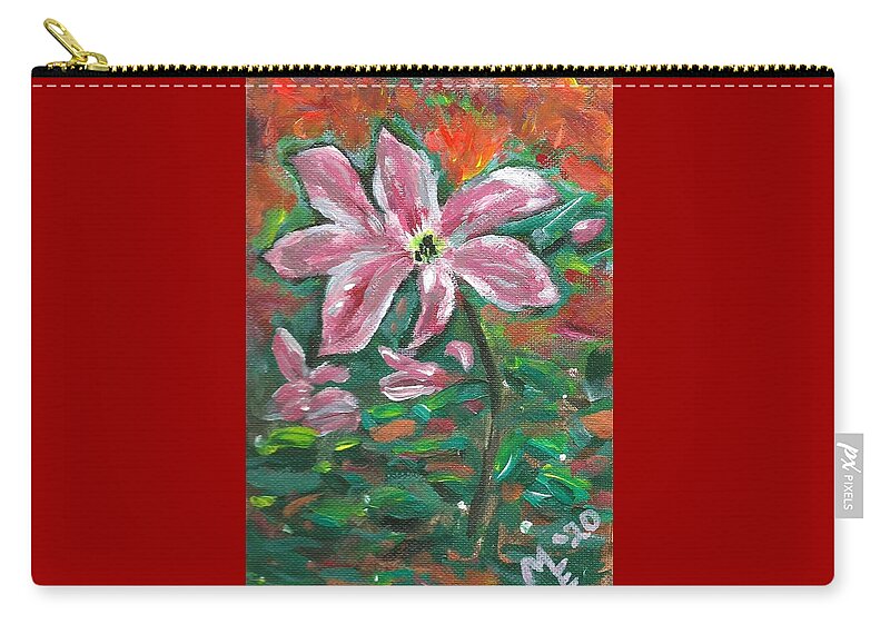 Clematis Painting Zip Pouch featuring the painting Clematis by Monica Resinger
