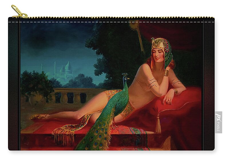 Cleopatra Zip Pouch featuring the painting Cleopatra by Edward Mason Eggleston Art Deco Old Masters Vintage Art Reproduction by Rolando Burbon