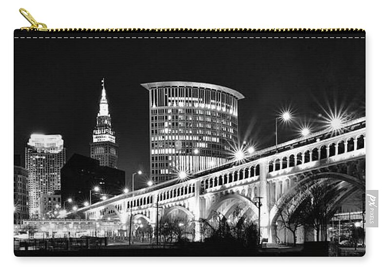 Cleveland Zip Pouch featuring the photograph Cleveland Skyline by Frozen in Time Fine Art Photography