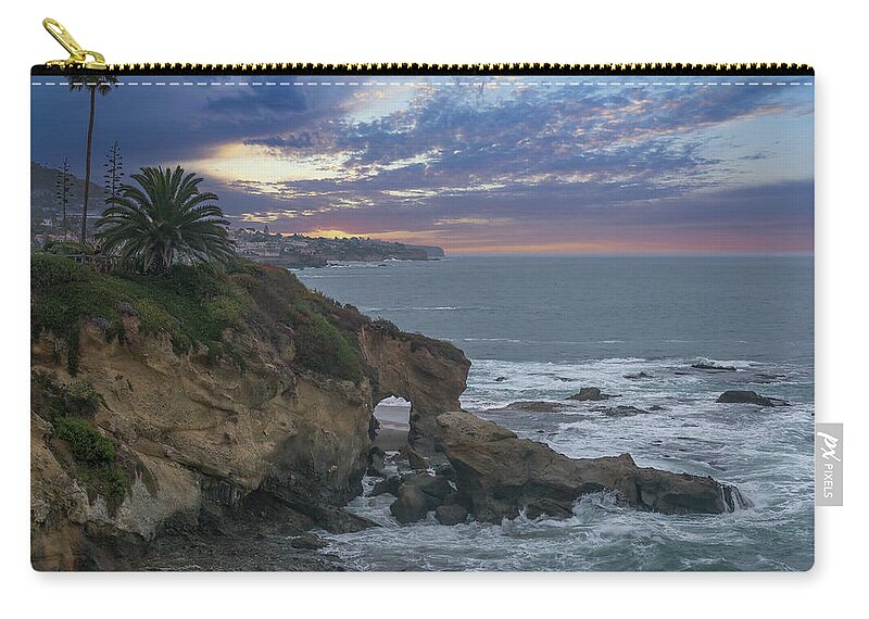 Ocean Cliff Zip Pouch featuring the photograph Cliff Side Arch by Aaron Burrows