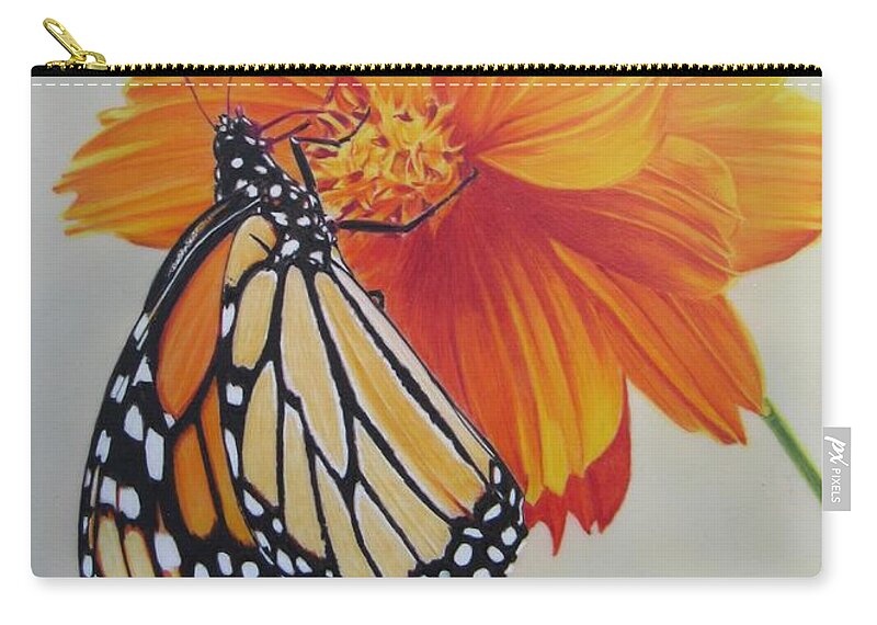 Monarch Carry-all Pouch featuring the drawing Climb Every Flower by Kelly Speros