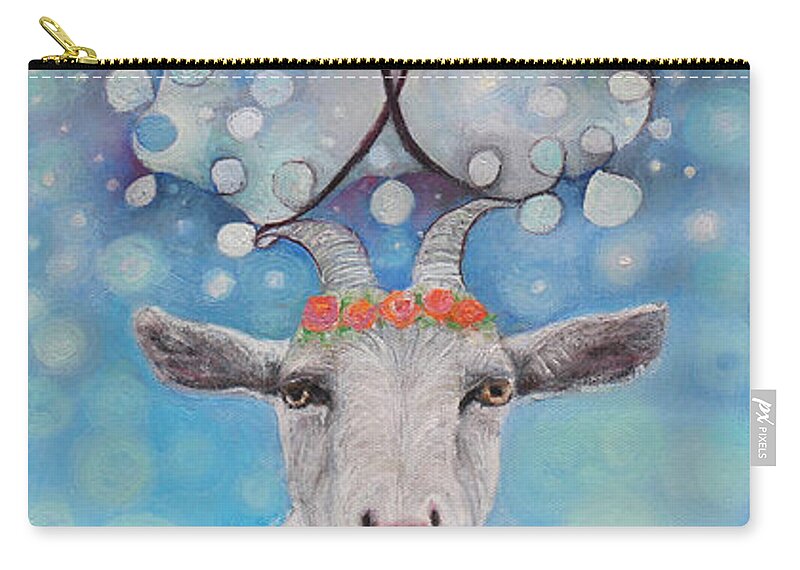 Goat Zip Pouch featuring the painting Climb on Me by Manami Lingerfelt