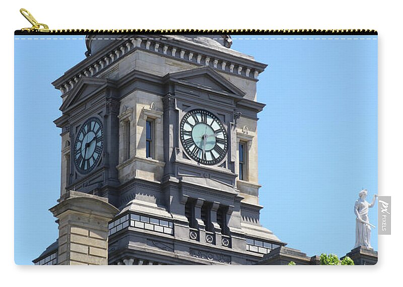 Clinton Zip Pouch featuring the photograph Clinton County Courthouse in Frankfort Indiana 7465 by Jack Schultz