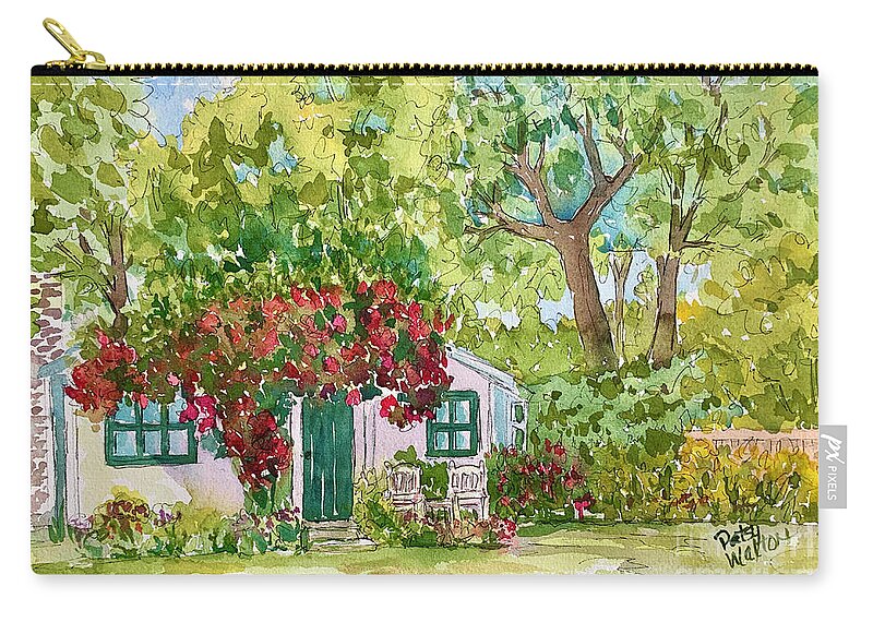 Clint Eastwood Zip Pouch featuring the painting Clint's Guesthouse by Patsy Walton