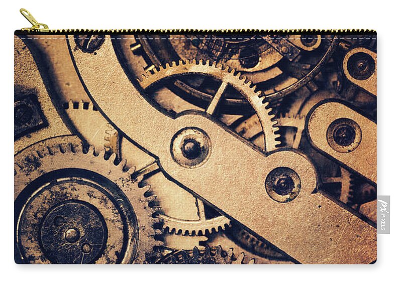 Clock Zip Pouch featuring the photograph Clock mechanism by Jelena Jovanovic