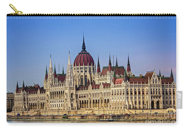 Budapest Zip Pouch featuring the photograph Close up shot of the Hungarian Parliament building by Mendelex Photography