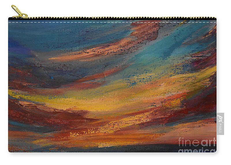 Nature Zip Pouch featuring the painting Clouds come floating into my life, to add color to my sunset sky detail by Leonida Arte