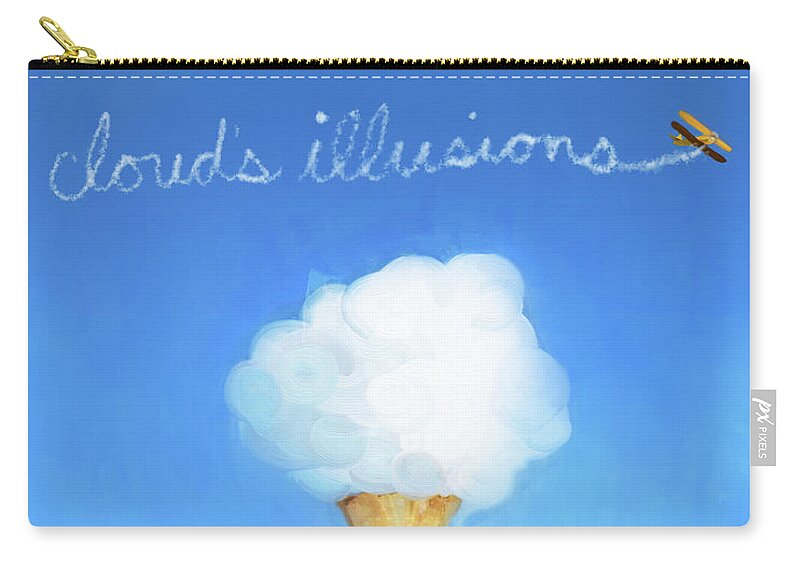 Joni Mitchell Zip Pouch featuring the digital art Clouds Illusions with Lyrics by Nikki Marie Smith