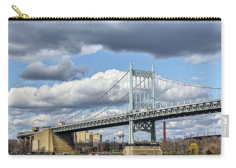 Astoria Park Zip Pouch featuring the photograph Cloudscape Over Triboro Bridge by Cate Franklyn
