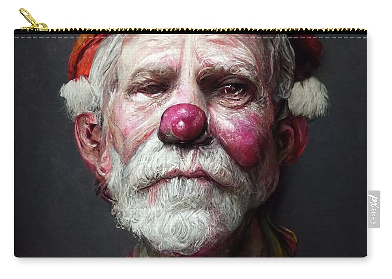 Santa Clown Zip Pouch featuring the digital art Clown Santa Clause by Trevor Slauenwhite