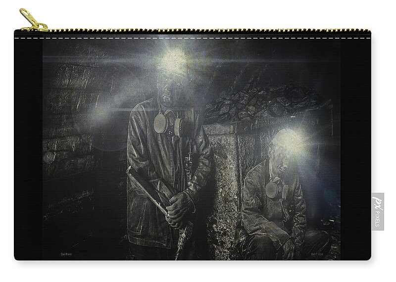 Coal Carry-all Pouch featuring the digital art Coal Miners by Mark Allen