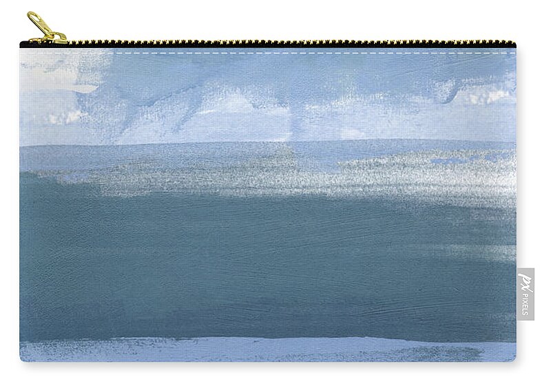 Coastal Zip Pouch featuring the painting Coastal- abstract landscape painting by Linda Woods