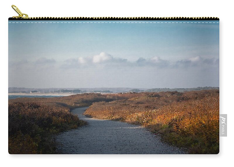 Coastal Zip Pouch featuring the photograph Coastal Autumn Gold by Linda Bonaccorsi