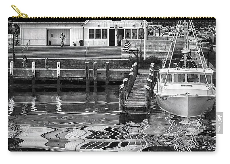 Sky Zip Pouch featuring the photograph Coastguard Hyannis Ma in B and W by Jack Torcello