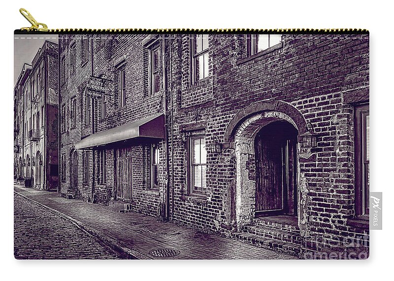 Cobblestone Streets Zip Pouch featuring the photograph Cobblestone streets of Savannah by Shelia Hunt